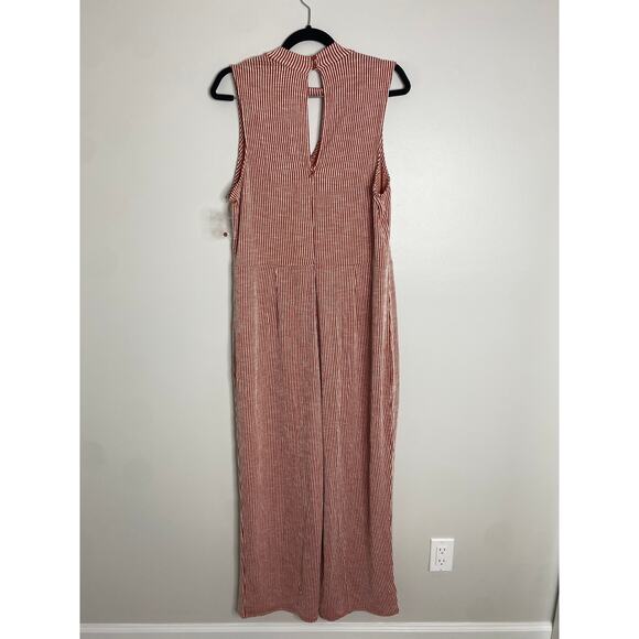 ModCloth For the Bliss of It Jumpsuit High Neck Wide Leg Preppy Red Stripes 2X - Picture 3 of 10